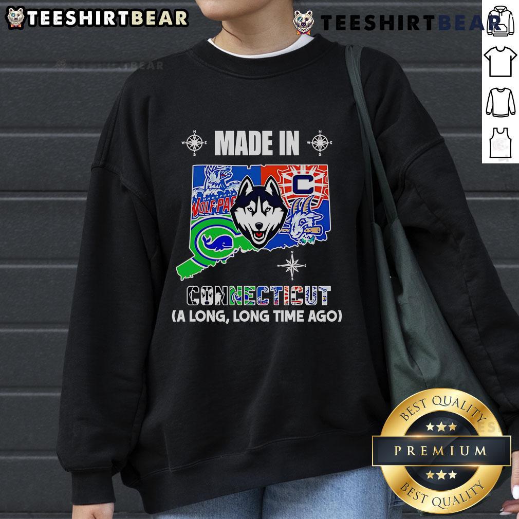 Cozy Top Made in Connecticut sweatshirt featuring retro design, perfect for casual wear and showing local pride.