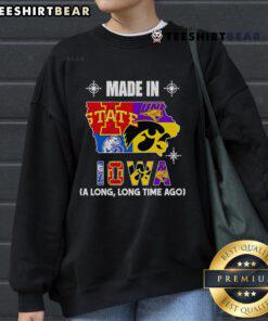 Cozy Made In Iowa sweatshirt featuring vintage design, perfect for casual wear and showcasing local pride.