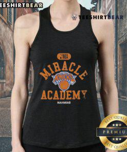 Alt Text: Top New York Knicks Miracle Academy NBA Collection tank top featuring vibrant team colors and logo design.