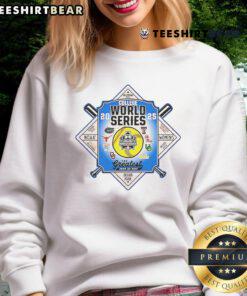 Alt Text: Top Oklahoma City College World Series 2025 logo sweatshirt featuring vibrant design and sporty style for fans.