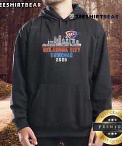 Top Oklahoma City Thunder skyline hoodie celebrating 2025 Western Conference Champions with vibrant team colors.