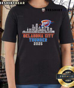 Top Oklahoma City Thunder skyline tee celebrating 2025 Western Conference Champions for ladies, stylish and sporty.