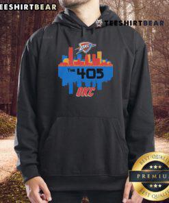Top Oklahoma City Thunder Stadium with 'The 405 OC Cities' hoodie displayed, showcasing local pride and sports spirit.