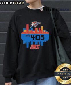 Top Oklahoma City Thunder Stadium sweatshirt featuring The 405 OC Cities design, perfect for fans and sports enthusiasts.