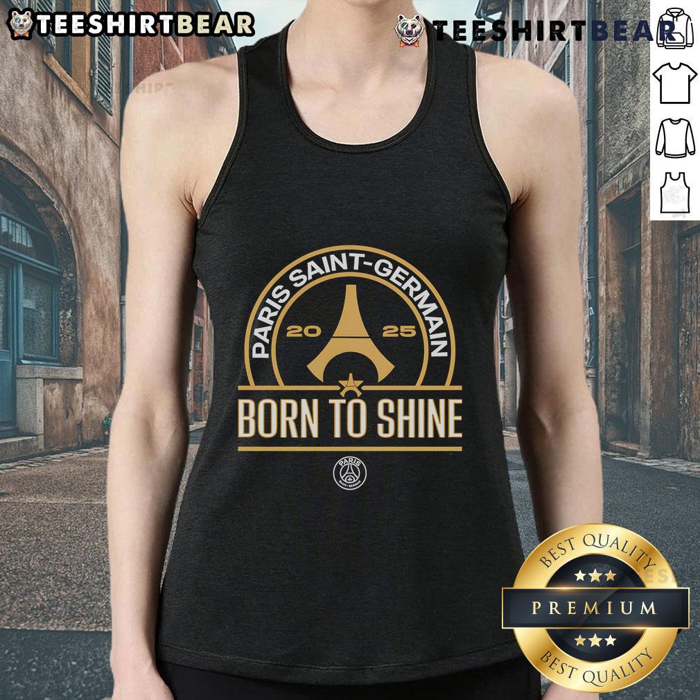 Stylish Top Paris Saint Germain 2025 Born To Shine Tank Top, perfect for fans and summer wear, featuring bold PSG branding.