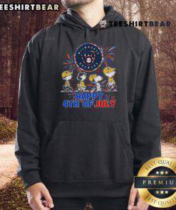 Top Peanuts Milwaukee Brewers Snoopy Charlie Brown Happy 4th of July baseball hoodie for fans celebrating Independence Day.