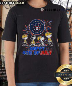 Top Peanuts Milwaukee Brewers Snoopy Charlie Brown Happy 4th of July baseball ladies tee shirt design featuring festive graphics.