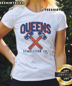 Alt Text: Queens Demolition Co. Ladies Tee featuring Pete Alonso and Brandon Nimmo, perfect for baseball fans.
