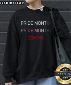 Colorful Top Pride Month Demon Sweatshirt featuring vibrant designs celebrating LGBTQ+ pride and individuality.