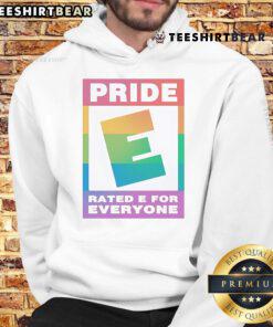 Top Pride Rated E for Everyone Logo Hoodie featuring vibrant colors and inclusive design, perfect for gamers and allies.