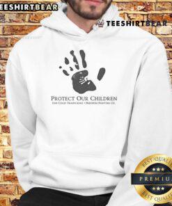 Top Protect Our Children End Child Trafficking Hoodie in black, featuring bold white text promoting awareness and advocacy.