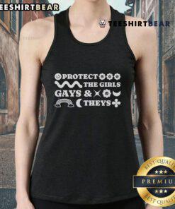 Top Protect The Girls Gays And Theys Tank Top featuring a vibrant design promoting LGBTQ+ rights and inclusivity.