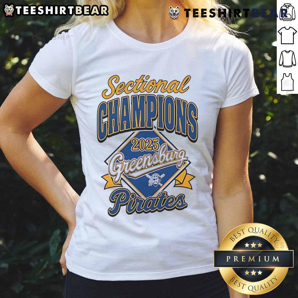 2025 Greensburg Pirates Ladies Tee celebrating Top Sectional Champions with bold team graphics and vibrant colors.