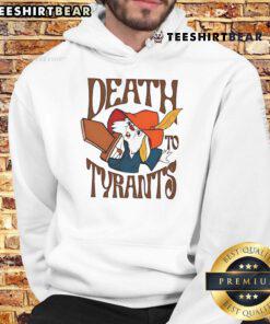Alt Text: Top Skippy Rabbit Death To Tyrants Hoodie featuring bold graphics and a stylish design for rebellious fashion.