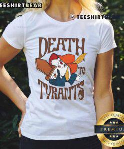 Top Skippy Rabbit Death To Tyrants Ladies Tee featuring bold graphic design and stylish fit for freedom-loving women.