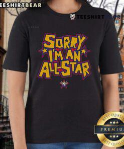 2025 NBA Ladies Tee featuring 'Top Sorry I'm an All-Star' graphic, perfect for basketball fans and stylish sportswear.