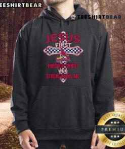 St. Louis Cardinals hoodie featuring 'Jesus First, Through Christ Who Strengthens Me' design, perfect for fans and believers.