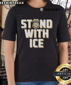 Top Stand With ICE US Ladies Tee featuring a stylish design supporting immigration enforcement, perfect for casual wear.