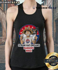 Top Texas Rangers Monkey D. Luffy Straw Hat Dreams tank top featuring vibrant graphics and a stylish design for fans.