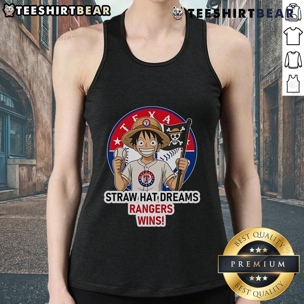 Top Texas Rangers Monkey D. Luffy Straw Hat Dreams tank top featuring vibrant graphics and a stylish design for fans.
