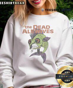 Alt Text: Top-The-Dead-Alewives Ringer Sweatshirt featuring a vintage design, perfect for fans and casual wear.