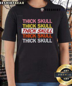 Top Thick Skull Raglan Ladies Tee featuring a stylish skull graphic on a comfortable, casual fit.