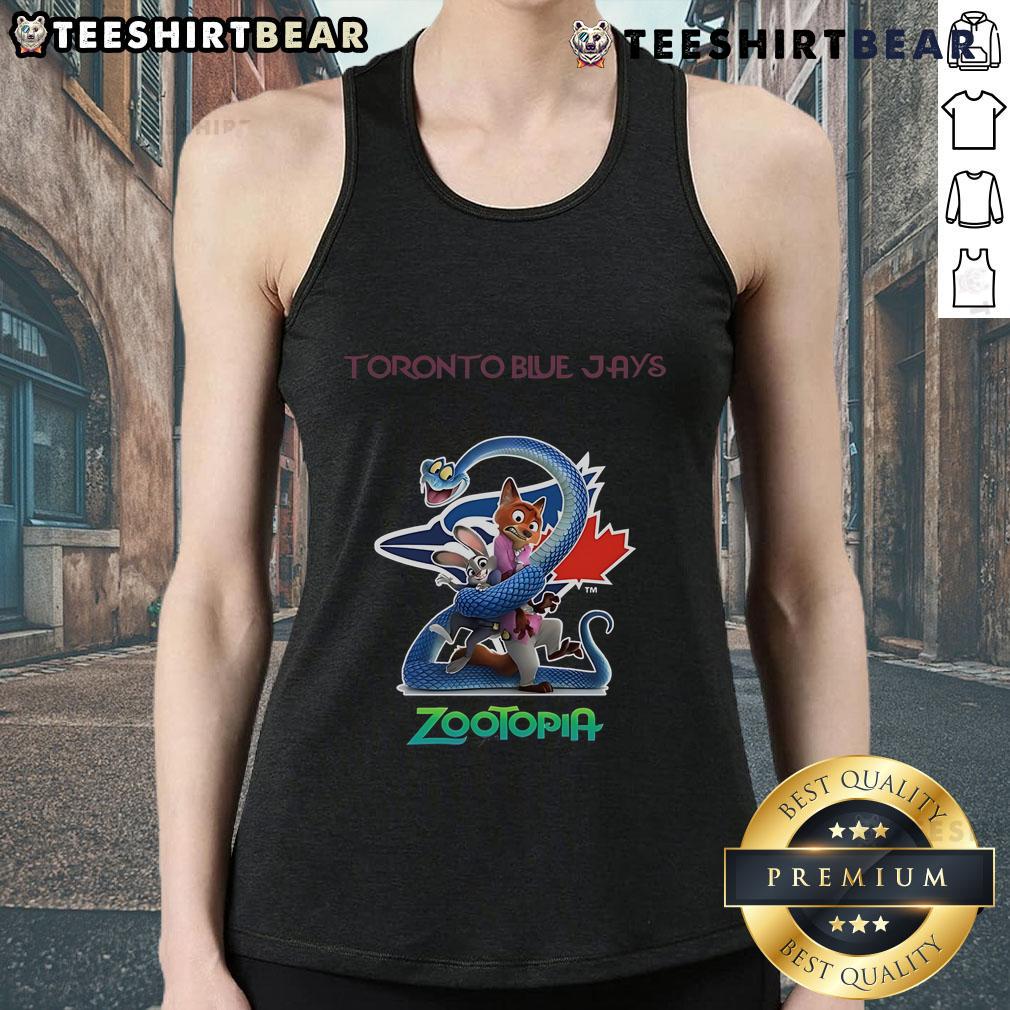 Stylish Top Toronto Blue Jays Zootopia 2 tank top featuring vibrant team colors and graphic design for fans.