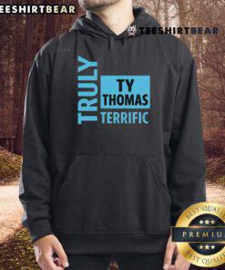 Stylish TY Thomas Text Hoodie in vibrant colors, perfect for casual wear and showcasing unique street fashion.