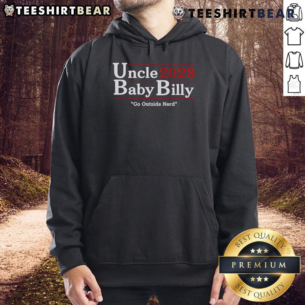 Top Uncle Baby Billy wearing a nerd hoodie, ready to go outside for fun adventures.