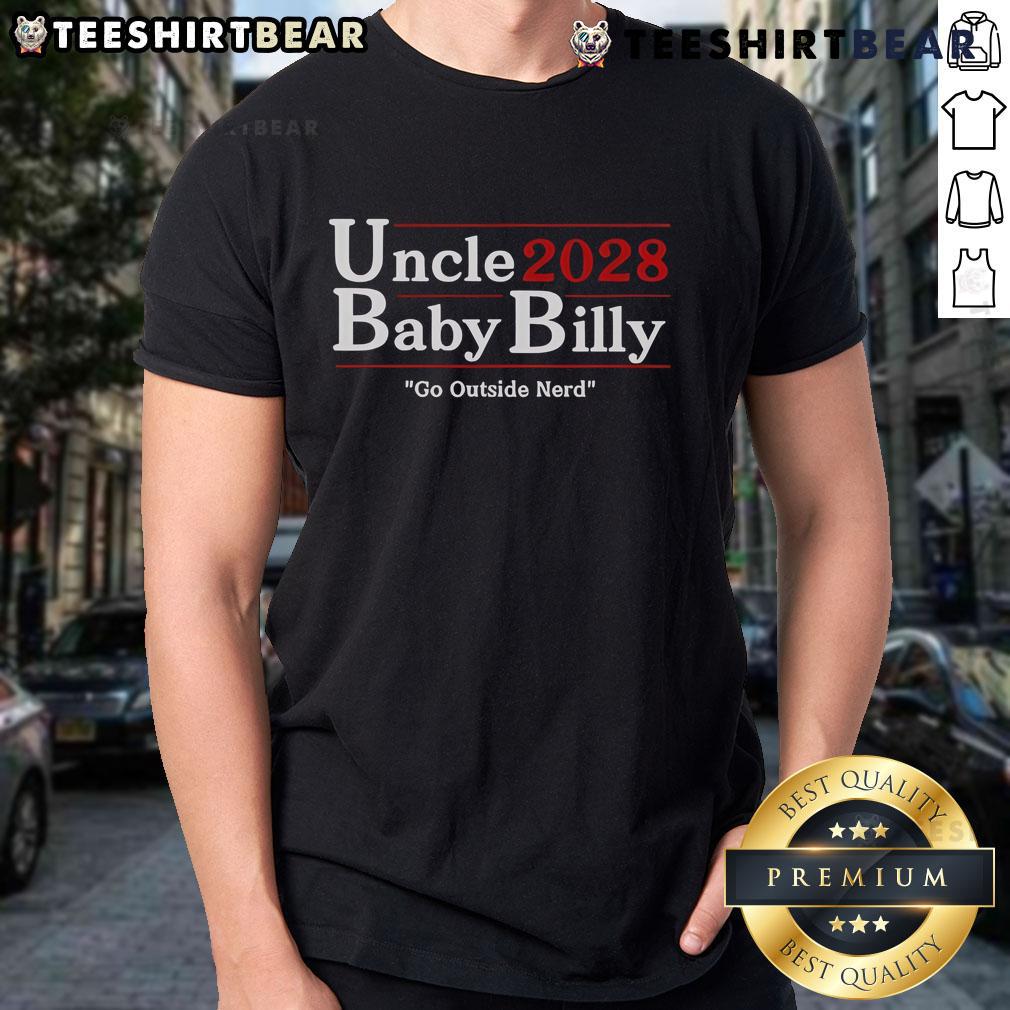 Top Uncle Baby Billy 28 Go Outside Nerd T-Shirt featuring a fun graphic design perfect for casual wear.