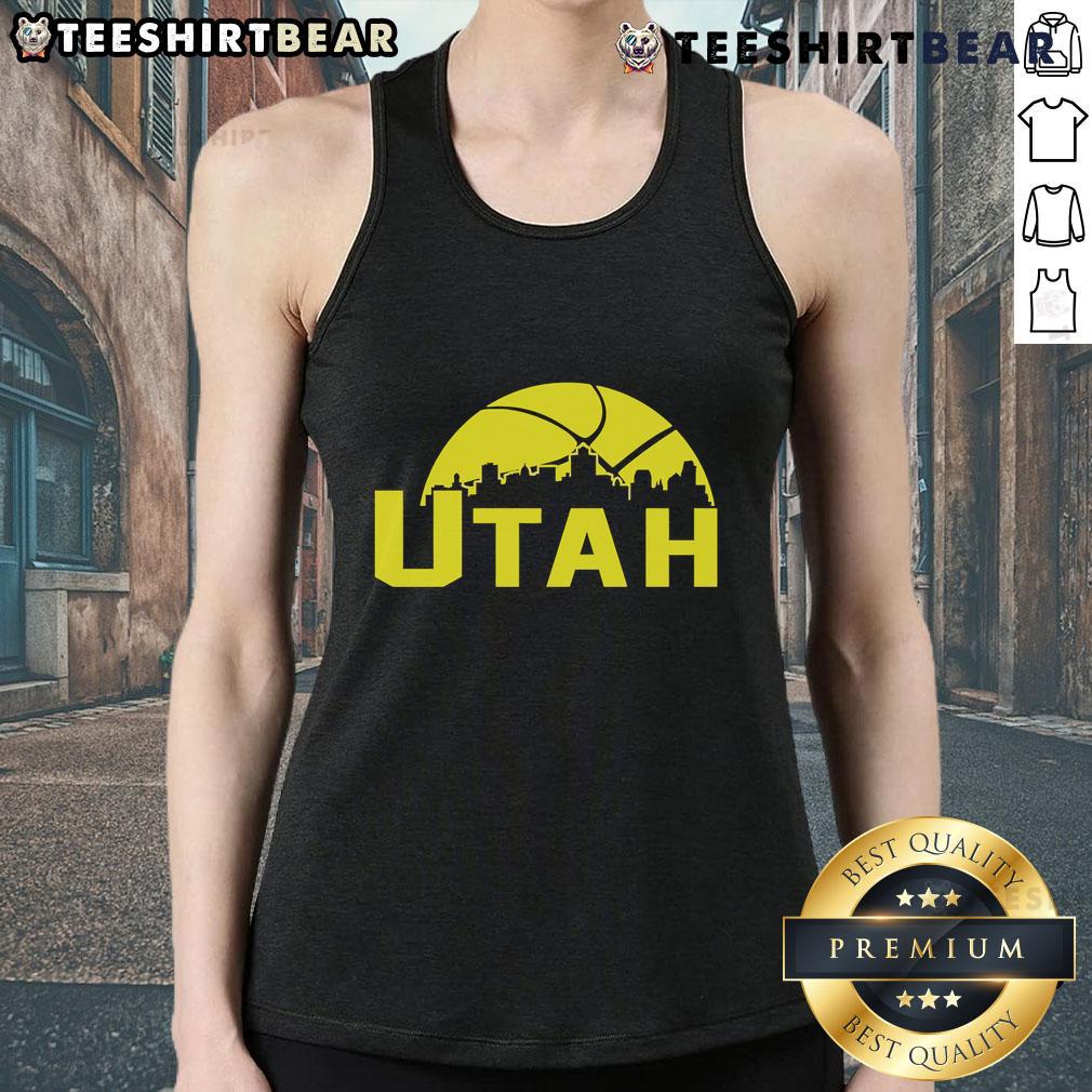 Stylish 2025 tank top featuring the skyline of Salt Lake City, perfect for Utah Jazz fans and cityscape lovers.