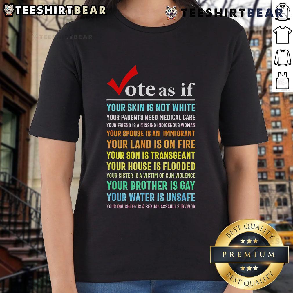 Top Vote: As If Your Skin Is Not White - Ladies Tee for supporting medical care needs for all families, regardless of race.
