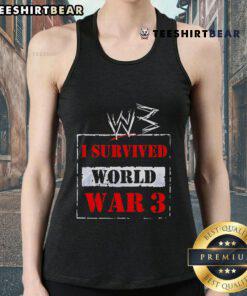 Top W3 I Survived World War 3 Tank Top featuring a bold graphic design for casual wear and statement fashion.