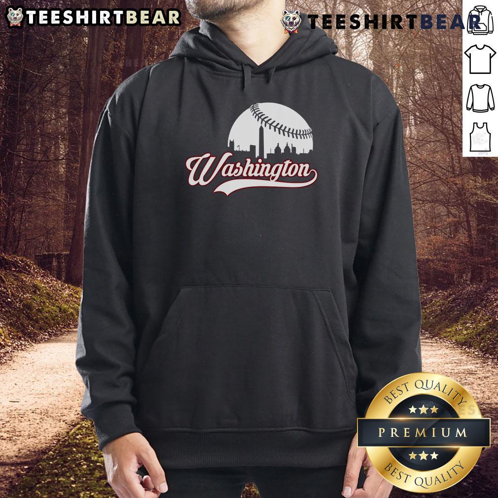 Top Washington cityscape skyline hoodie featuring iconic buildings and vibrant city lights, perfect for urban fashion lovers.
