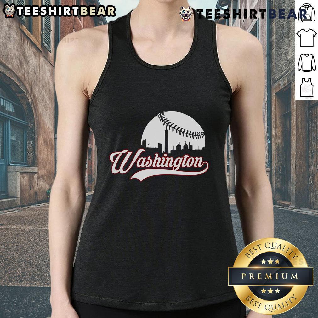 Stylish tank top featuring the vibrant skyline of Washington D.C., perfect for cityscape lovers and fashion enthusiasts.