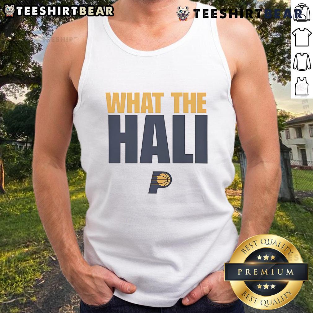 Stylish Top What The Hali Indiana Pacers tank top featuring vibrant colors and team logo, perfect for game day.