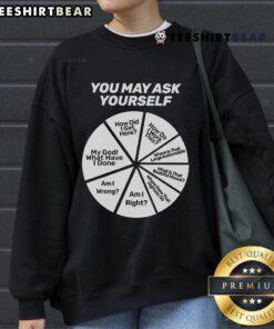 Cozy sweatshirt featuring a colorful pie chart design with the text 'Top You May Ask Yourself,' perfect for casual wear.