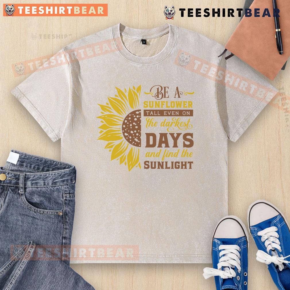 Awesome Be A Sunflower t-shirt design featuring a bright sunflower on a dark background, symbolizing hope and positivity.