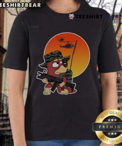 Awesome Bluey Bingo Rusty Military Ladies Tee featuring a stylish design for fans of the popular Bluey series.