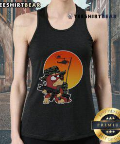 Awesome Bluey Bingo Rusty Military Tank Top featuring vibrant colors and playful design for fans of the show.