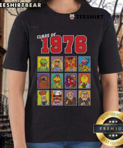 Awesome Class of 1976 Muppets Ladies Tee featuring colorful Muppet characters and a fun retro design for nostalgic fans.