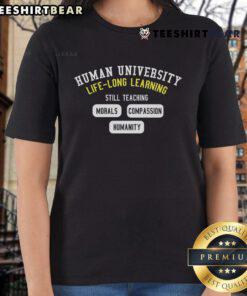 Awesome Human University Life Long Learning Ladies Tee in vibrant colors, perfect for education enthusiasts and casual wear.
