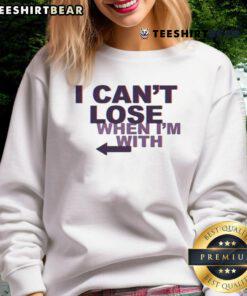 Stylish Arrow Left sweatshirt with 'Awesome I Can't Lose When I'm With' text, perfect for casual wear and expressing confidence.