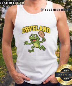 Awesome Loveland Frog Pickleball Tank Top featuring a vibrant frog design, perfect for pickleball enthusiasts.