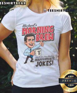 Awesome Michaels Morning Brew Ladies Tee featuring a stylish coffee graphic perfect for coffee lovers and casual wear.