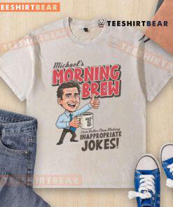 Alt Text: Awesome Michael's Morning Brew washed t-shirt featuring a vibrant coffee graphic and soft, comfortable fabric.