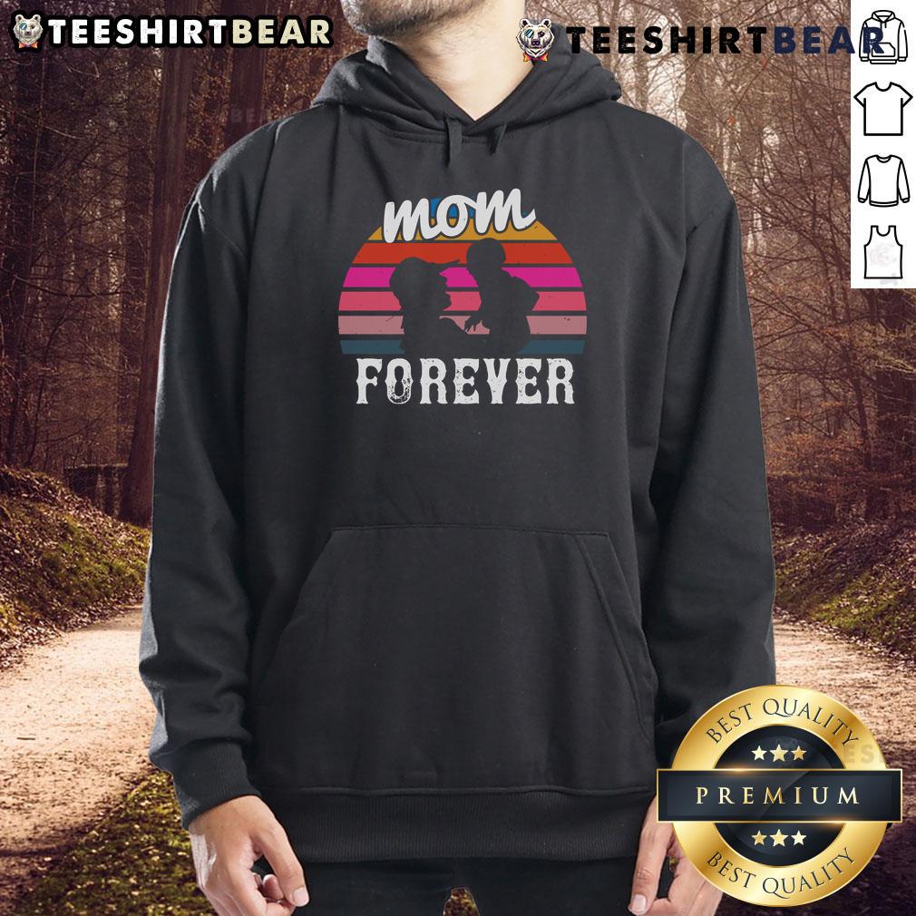 Awesome Mom Forever Retro Sunset Hoodie in vibrant colors, perfect for stylish moms who love a vintage vibe.