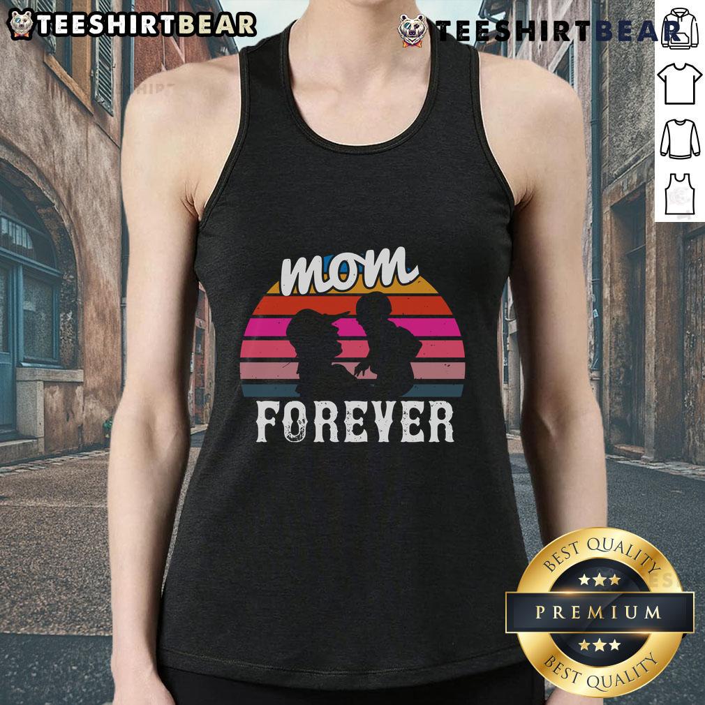 Alt Text: Awesome Mom Forever Retro Sunset Tank Top in vibrant colors, perfect for stylish summer outings and casual wear.