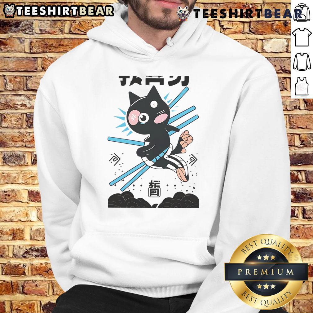 Alt Text: Kawaii anime martial arts hoodie featuring an awesome ninja cat design, perfect for cat lovers and anime fans.