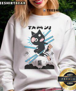 Kawaii anime martial arts sweatshirt featuring an awesome ninja cat design, perfect for cat lovers and anime fans.